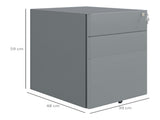 Lockable Cabinet, Rolling Filing Cabinet with 3 Drawers, Steel Office Drawer Unit for A4, Letter, T3398P344339