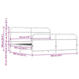 Metal Bed Frame without Mattress Brown Oak 193x203 cm 3318667