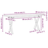 Coffee Table X-Frame 110x40x45.5 cm Solid Wood Pine and Steel 3282755