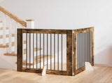 Foldable Dog Gate with Stands 2 pcs Smoked Oak 200.5 cm 892027