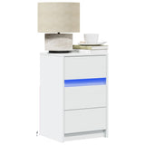 ZNTS Bedside Cabinet with LED Lights White Engineered Wood 852012