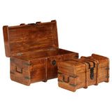 Treasure Chest Set 2 Pieces Solid Acacia Wood Honey Finish 245656