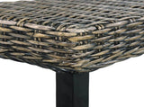 Bench 110 cm Black Natural Kubu Rattan and Solid Mahogany Wood 285790