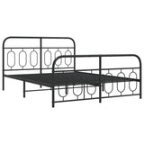 Metal Bed Frame without Mattress with Footboard Black 150x200cm 377137