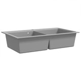 Overmount Kitchen Sink Double Basin Granite Grey 141676