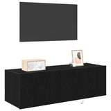 TV Wall Cabinet with LED 2 pcs Black Oak 100 x 35 x 31 cm 863112