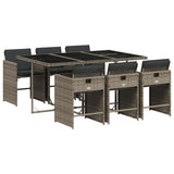Garden Dining Set Grey PE Rattan 7 Piece Removable Covers 3211088