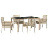 Garden Dining Set 5 pcs Beige Poly rattan 3334889