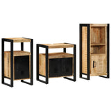 Bathroom Furniture Set 3 pcs Brown and Black Solid Mango Wood 3305614