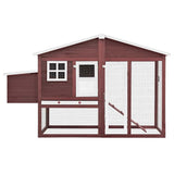 Chicken Coop with Nest Box Mocha and White Solid Fir Wood 170866