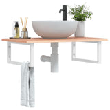 Basin Shelf Wall Mounted Steel and Solid Wood Oak 3302608