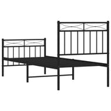 Metal Bed Frame without Mattress with Footboard Black 75x190cm 373699