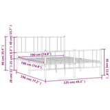 Metal Bed Frame without Mattress with Footboard White 120x190cm 352544