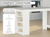 Bar Table, Dining Table with 4-Tier Storage Shelf for Breakfast Bar, Kitchen, Dining Living T3398P329823