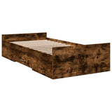 Bed Frame with Drawers without Mattress Smoked Oak 90x200 cm 3280339