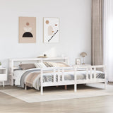 Bed Frame with Headboard without Mattress White 200x200 cm 3305978