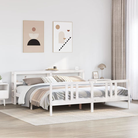 Bed Frame with Headboard without Mattress White 200x200 cm 3305978