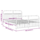 Metal Bed Frame without Mattress with Footboard Black 150x200cm 376620