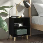 ZNTS Bed Cabinets with Solid Wood Legs 2 pcs Black 40x30x50 cm 805782