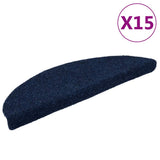 Stair Mats Self-adhesive 15 pcs 56x17x3 cm Navy Half Round 322356