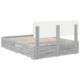 Bed Frame with Drawer Grey Sonoma 140 x 200 cm Engineered Wood 3412369