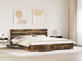 Bed Frame with Drawer Smoked Oak 180 x 200 cm Engineered Wood 3411947
