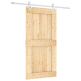 Sliding Door Natural and White 100 x 210 cm Solid Pine Wood 3445112