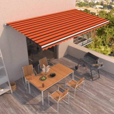 ZNTS Manual Retractable Awning 600x350 cm Orange and Brown 3069040