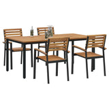 Garden Dining Set 5 pcs Black Solid Acacia Wood 3284401