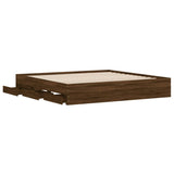 Bed Frame with Drawers without Mattress Brown Oak 160x200 cm 3207265