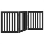 Dog Gate Foldable 3 Panels Black 150 cm Poplar Wood 352252