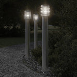 Outdoor Floor Lamps with Outlet 3pcs Silver 110cm Stainless Steel 4006376