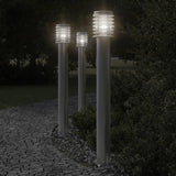 Outdoor Floor Lamps with Outlet 3pcs Silver 110cm Stainless Steel 4006376