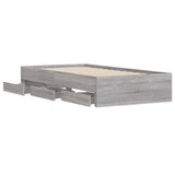 Bed Frame with Drawers without Mattress Grey Sonoma 100x200 cm 3207292