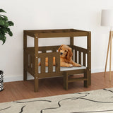 Dog Bed Honey Brown 75.5x63.5x70 cm Solid Wood Pine 822380