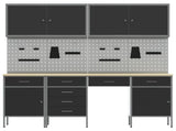 Work Cabinet with Drawer 10 pcs Black Engineered Wood and Steel 3321478