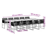 11 Piece Garden Dining Set Black Poly Rattan 3295036
