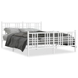 Metal Bed Frame without Mattress with Footboard White 150x200cm 376393