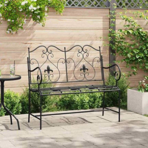 Garden Bench Black 104 x 54 x 93cm Steel 42008113