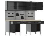 Work Cabinet with Drawer 10 pcs Black Engineered Wood and Steel 3321452