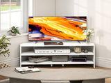 Corner TV Stand with 2 Open Shelves for 47 Inch TV - White T3398P377853