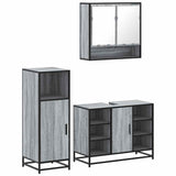 ZNTS 3 Piece Bathroom Furniture Set Grey Sonoma Engineered Wood 3301003