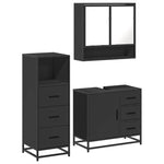 ZNTS 3 Piece Bathroom Furniture Set Black Engineered Wood 3301045