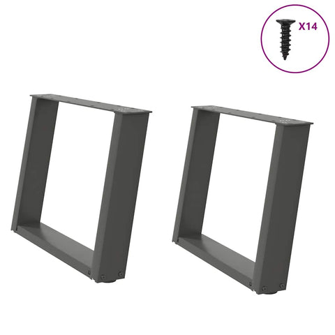 ZNTS Coffee Table Legs U-Shaped 2 pcs Anthracite 60x cm Steel 4012770