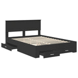 Bed Frame Black and Silver 150 x 200 cm Engineered Wood 3408248