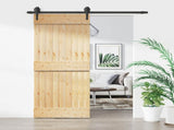 Sliding Door Natural and Black 85 x 210 cm Solid Pine Wood 3445123