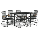 7 Piece Garden Dining Set Black PVC Rattan 3099212