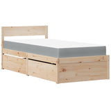 Bed with Drawers and Mattress 100x200 cm Solid Wood Pine 3281904