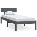 Bed Frame without Mattress Grey Solid Wood Pine Single 810114