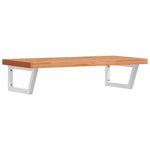 Basin Shelf Wall Mounted Steel and Solid Wood Beech 3302446